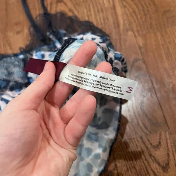 y2k blue and pink leopard print lace trim peplum tank medium - Picture 7 of 8